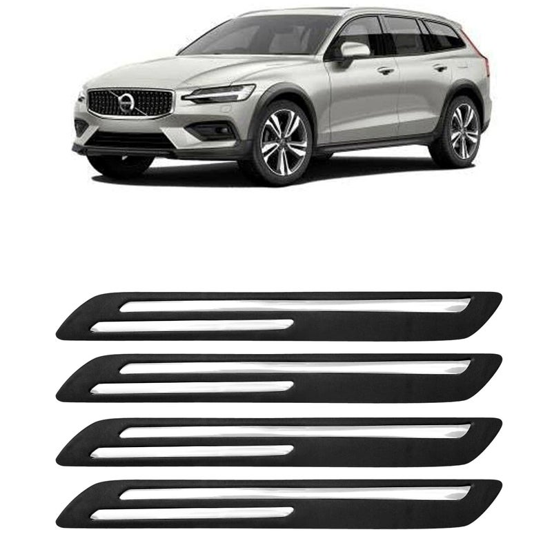 AOSIS -Car Bumper Protector/Bumper Guard for Volvo V60CrossCountry with Double Chrome Stripe (4-Pcs) - Image 1