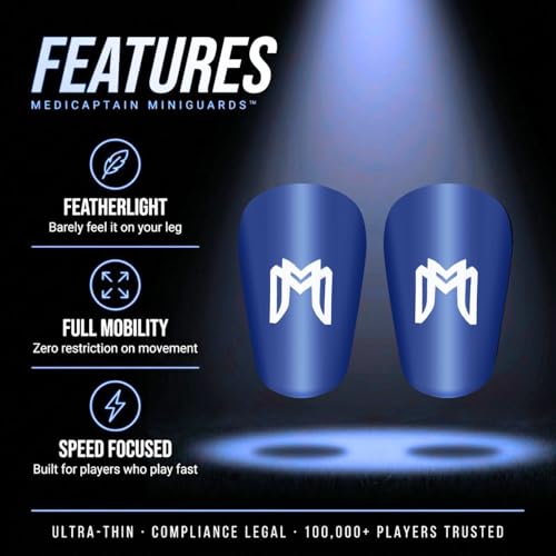 MediCaptain MiniGuards - Mini Shin Guards for Soccer Players - Tiny Shin Pads for Men, Women, Teens - Miniature Shin Guards 3.9 x 2.4 inch - Perfect for High Level Soccer Athletes (Blue) - Image 4