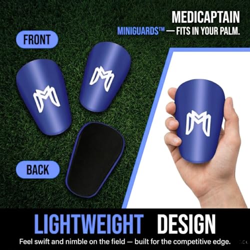 MediCaptain MiniGuards - Mini Shin Guards for Soccer Players - Tiny Shin Pads for Men, Women, Teens - Miniature Shin Guards 3.9 x 2.4 inch - Perfect for High Level Soccer Athletes (Blue) - Image 3