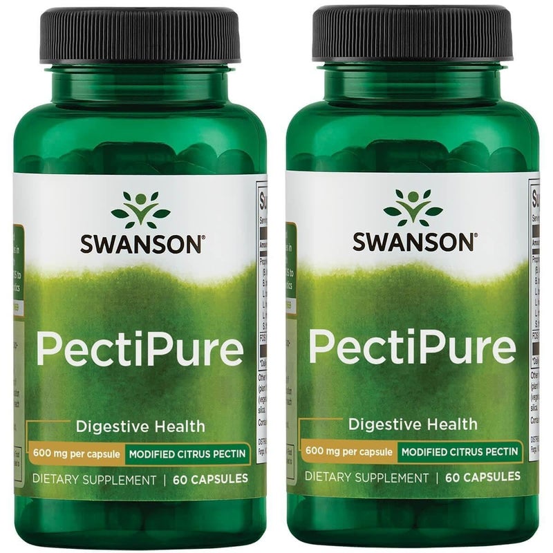 Swanson PectiPure Modified Citrus PectinSupports Digestive Health and Cellular HealthDelivers Minimum of 82 Galacturonic AcidNatural Wellness Supplement 60 Capsules 600mg Each 2 Pack