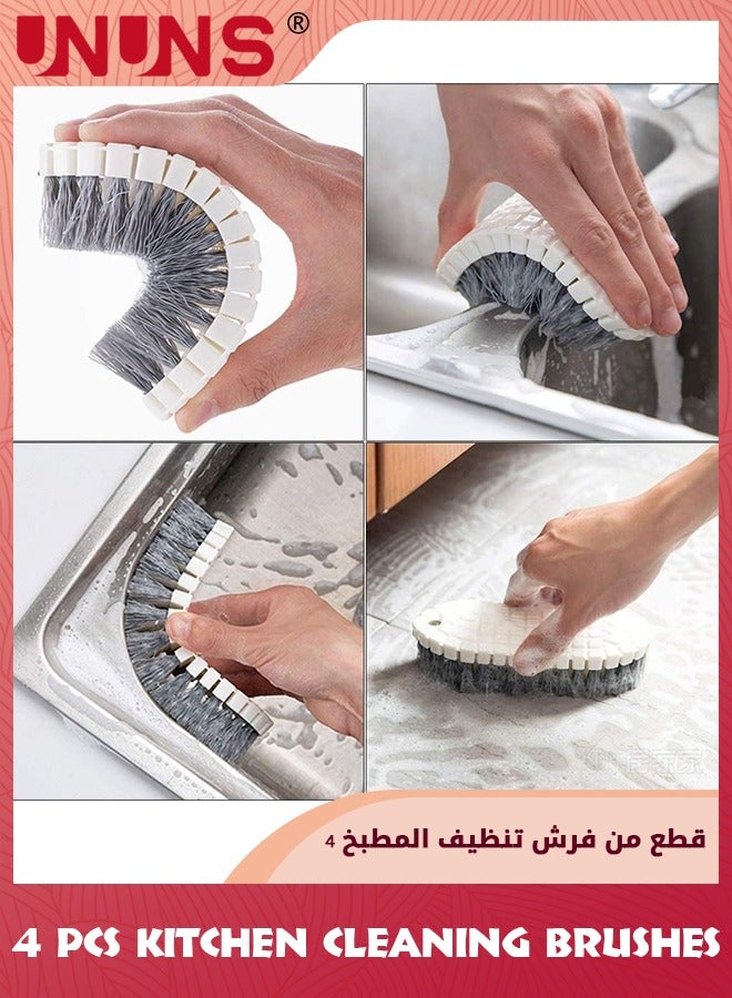 UNUNS Cleaning Brush Set,4 Pcs Multipurpose Deep Kitchen Cleaning Brushes With Hook,Includes Kitchen Scrub Brush Dish Brush Shoe Brush Bathroom Brush For Floor/Tub/Shower/Bathroom/Kitchen - Image 3