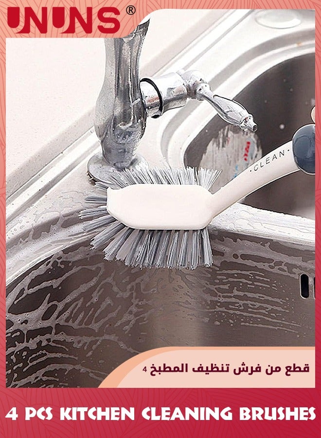 UNUNS Cleaning Brush Set,4 Pcs Multipurpose Deep Kitchen Cleaning Brushes With Hook,Includes Kitchen Scrub Brush Dish Brush Shoe Brush Bathroom Brush For Floor/Tub/Shower/Bathroom/Kitchen - Image 5