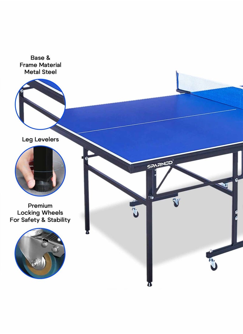 Sparnod Fitness - STT-15 Indoor Table Tennis Table | 15Mm Mdf Top With Uv Protection | Rust-Proof Steel Frame | Solo Playback Mode | Foldable With Locking Wheels - Image 1