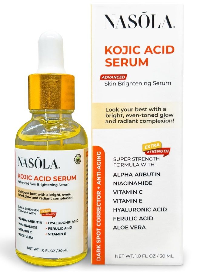 Nasola سيروم حمض الكوجيك لتفتيح البشرة وإزالة البقع الداكنة وكريم التلاشي لفرط التصبغ مع ألفا أربوتين، فيتامين C وE، ونياسيناميد