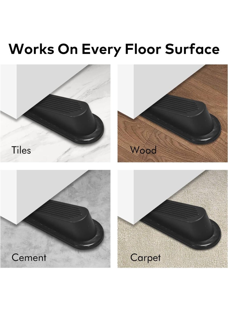 أسافين بلاستكية للأبواب - تمنع إغلاق الأبواب بقوة - عبوة من 4 قطع باللون الأسود - مثالية للاستخدام في المكاتب والمنازل - Image 2