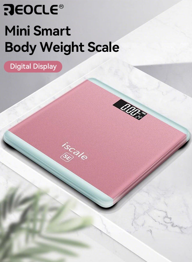 REOCLE Mini Smart Body Weight Scale with Charging line Accurate Weight Measurement Fitness Tracking Digital Display with Temperature Readout Compact Design for Home Use - Image 1