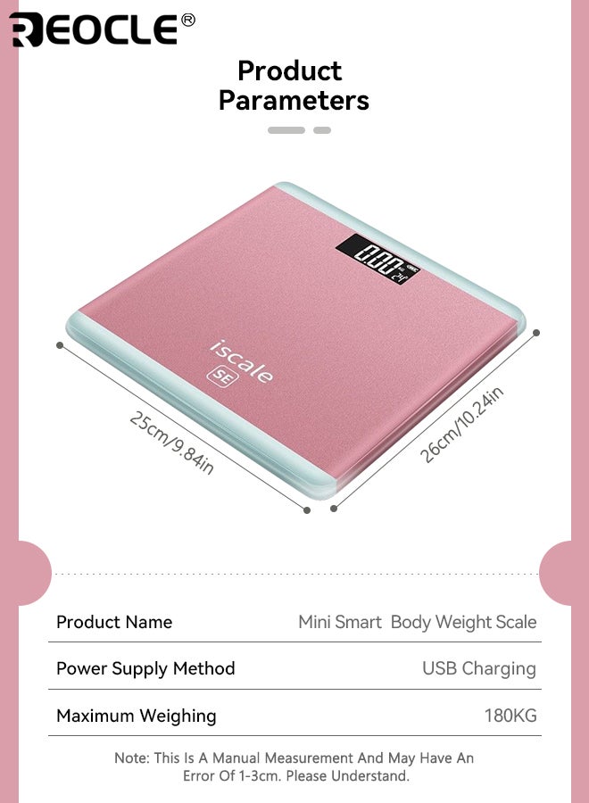 REOCLE Mini Smart Body Weight Scale with Charging line Accurate Weight Measurement Fitness Tracking Digital Display with Temperature Readout Compact Design for Home Use - Image 3