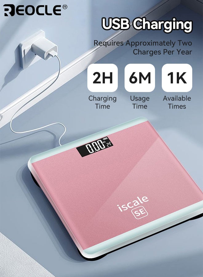 REOCLE Mini Smart Body Weight Scale with Charging line Accurate Weight Measurement Fitness Tracking Digital Display with Temperature Readout Compact Design for Home Use - Image 4