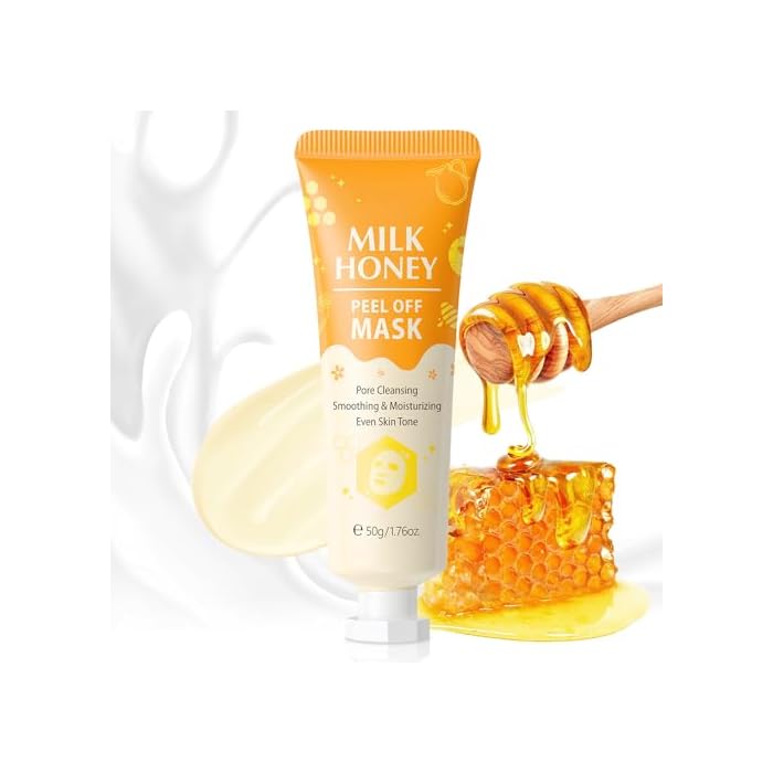 Milk Honey Peel-Off Mask – Cleansing, Smooth Pores & Hydrating Facial Masks with Hyaluronic Acid, Milk & Honey Extracts – Gentle Peeling Cleanser for Radiant-Looking Skin, 1.76oz (Milk Honey)