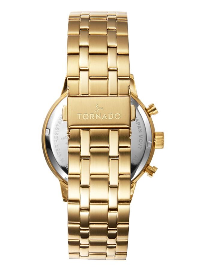 TORNADO - Tornado CELESTIA ELITE T6102-GBGH Men's Chronograph Display Watch & High Quality Solid Stainlesss Steel Strap Gold - Image 1