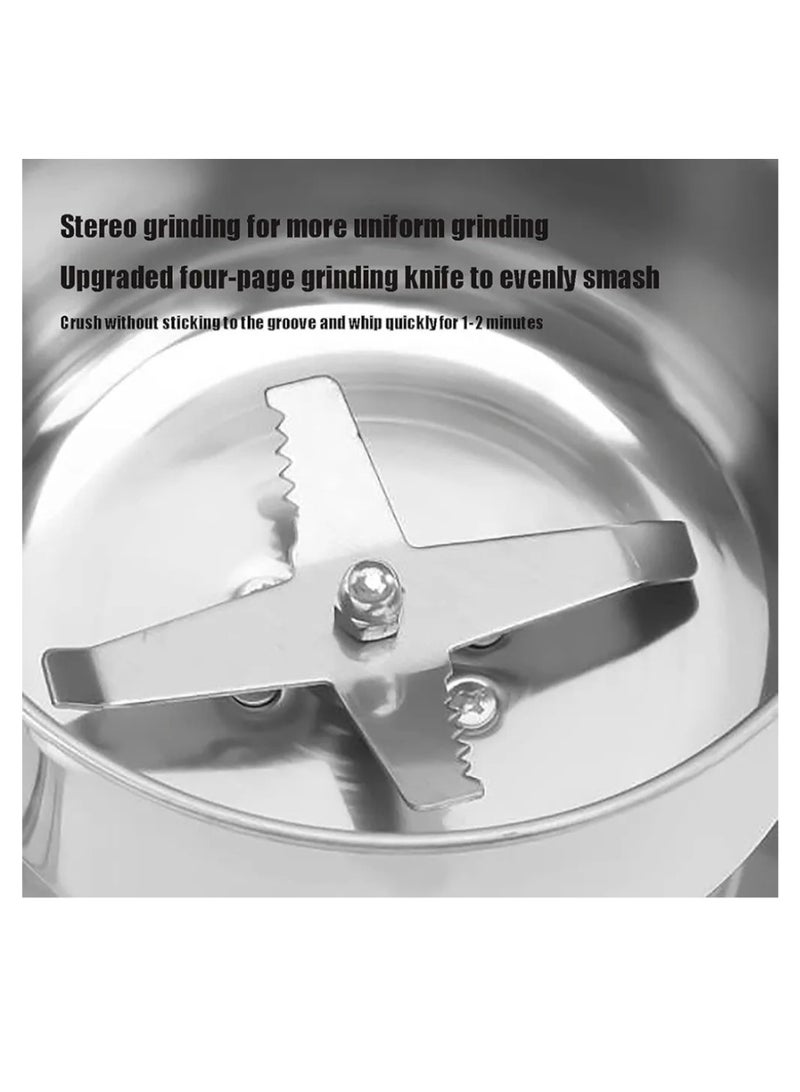 زيروسبيس مطاحن الحبوب، آلة طحن للتوابل المطبخية مطحنة توابل عالية السرعة من الفولاذ المقاوم للصدأ لطحن الحبوب والجذور والدقيق والتوابل والأعلاف (اللون: أربع أوراق) - Image 3