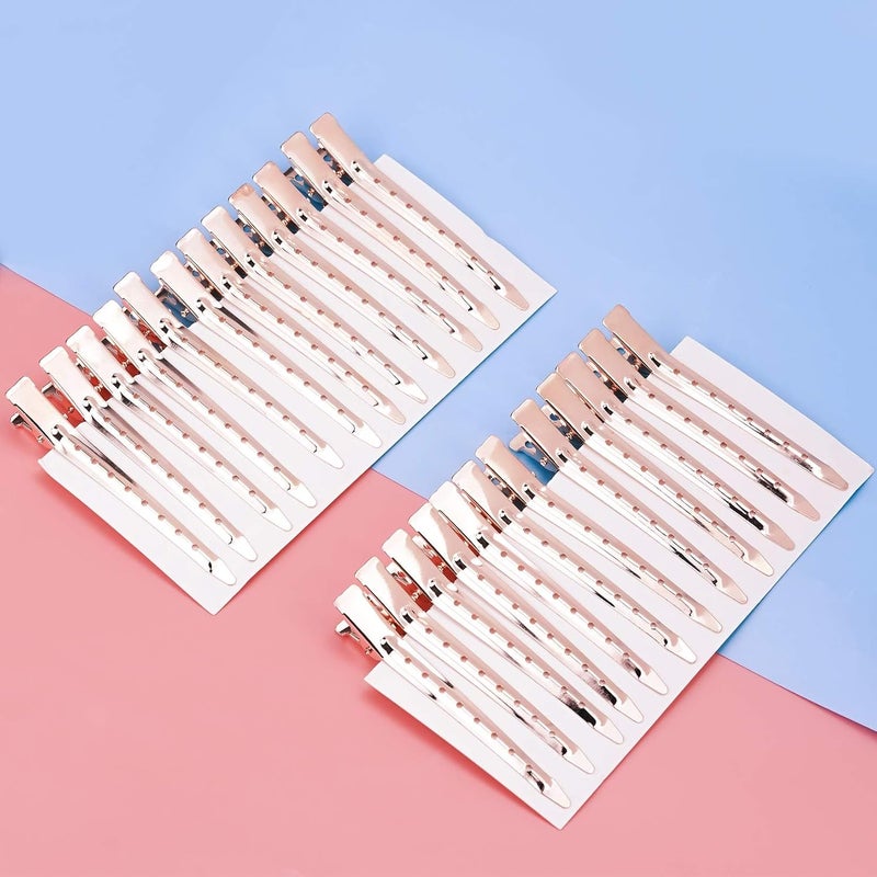 Bantoye 24 Packs Duck Bill Clips, 3.35 Inches Rustproof Metal Alligator Curl Clips with Holes for Hair Styling, Hair Coloring, Rose Gold - Image 5
