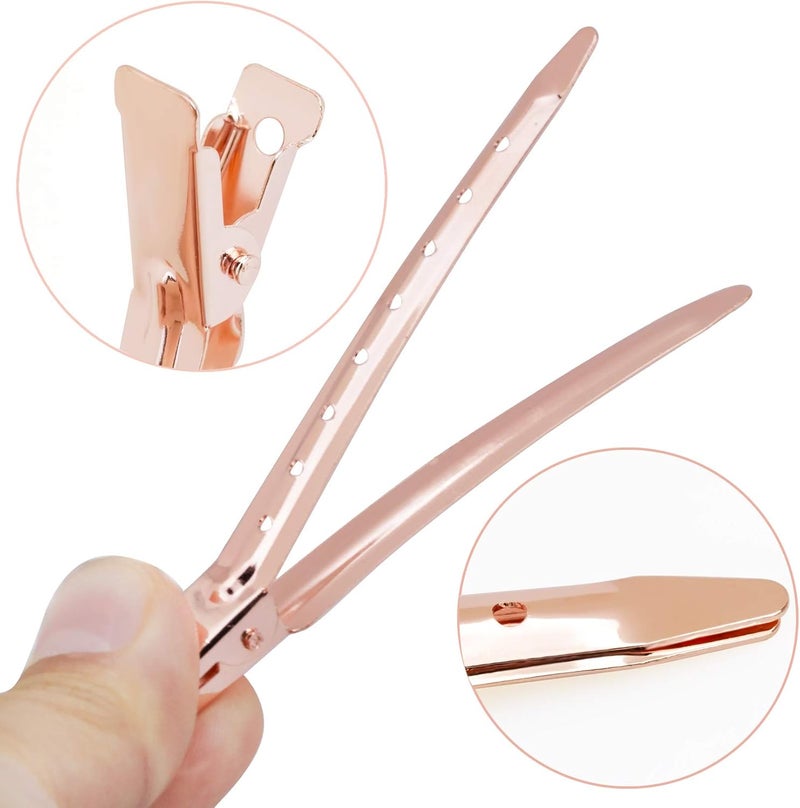 Bantoye 24 Packs Duck Bill Clips, 3.35 Inches Rustproof Metal Alligator Curl Clips with Holes for Hair Styling, Hair Coloring, Rose Gold - Image 3