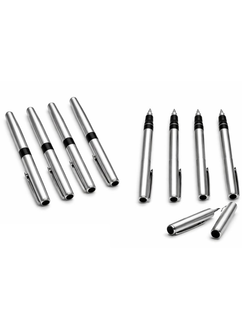مجموعة أقلام حبر جاف معدنية فاخرة مكونة من 4 أقلام - أقلام من الفولاذ المقاوم للصدأ للكتابة السلسة مع قبضة مريحة، مثالية للمكتب والمدرسة والاستخدام اليومي - Image 2