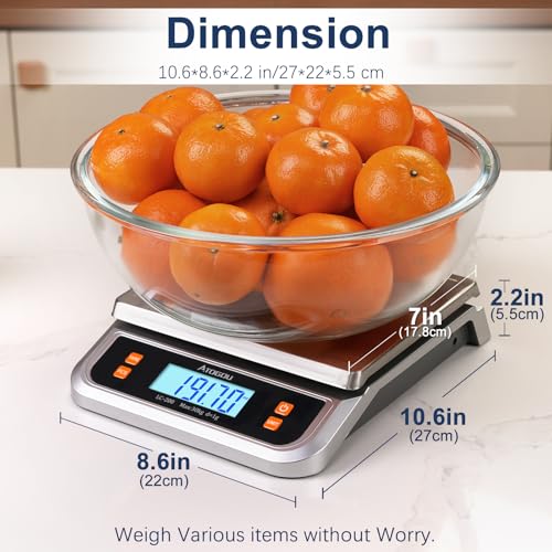 Atogou 88lb Food Scale, Commercial Kitchen Scale Plug-in Usable with Full View LCD Display, Stainless Steel, for Baking, Bread, Cooking, Meat, Vegetables, Farm, Industry LC200 Silver - Image 5