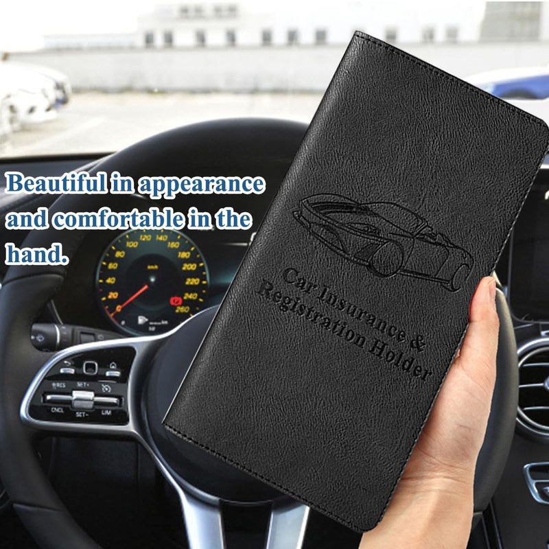 Mandark Car Registration and Insurance Holder, Auto Glove Box Organizer with Magnetic Closure, PU Leather Vehicle Essential Card Document License Compartment Wallet, Universal Fit（Black） - Image 5