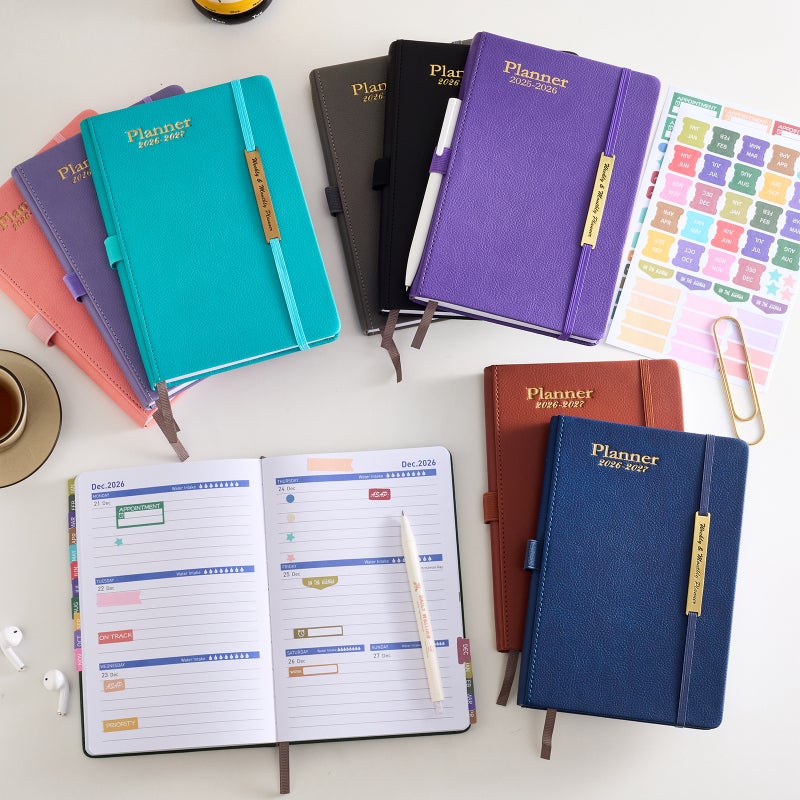 2026-2027 Planner Schedule Book 18-Month Imitation Leather English Annual Calendar Weekly Calendar Notebook - Image 4