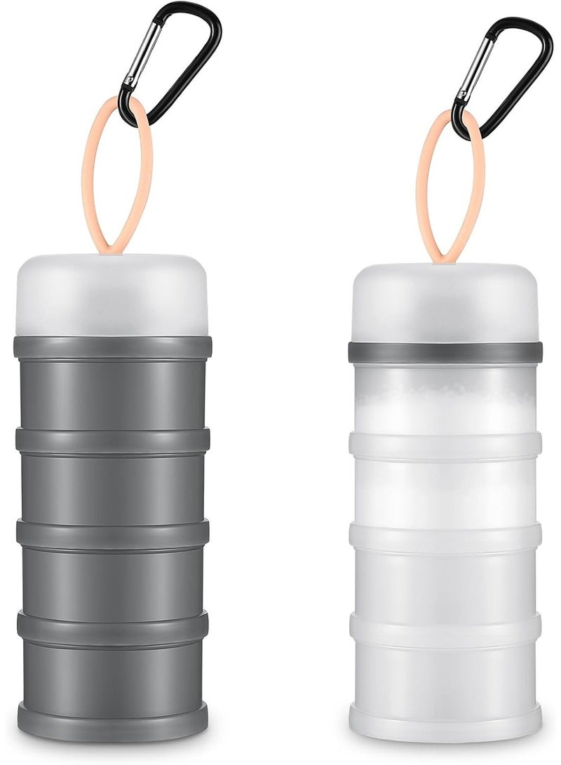 2 Pack 4-Layer Stackable Powder Container, 473.38ml Leakproof Dispenser with Funnel Lid & Keychain, Portable PP Storage Box for Fitness Travel Daily Application - Image 1
