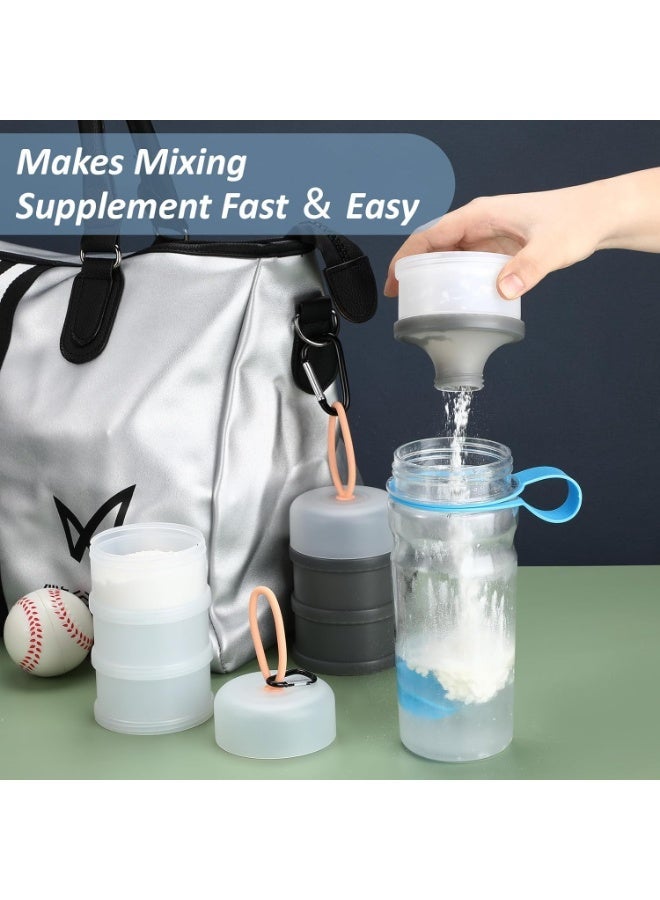 2 Pack 4-Layer Stackable Powder Container, 473.38ml Leakproof Dispenser with Funnel Lid & Keychain, Portable PP Storage Box for Fitness Travel Daily Application - Image 5