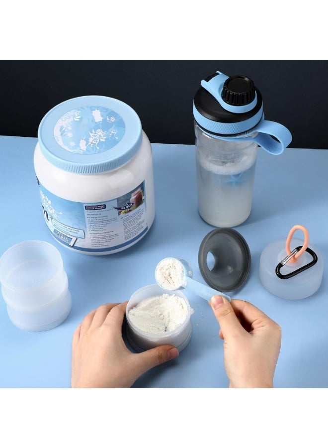 2 Pack 4-Layer Stackable Powder Container, 473.38ml Leakproof Dispenser with Funnel Lid & Keychain, Portable PP Storage Box for Fitness Travel Daily Application - Image 4
