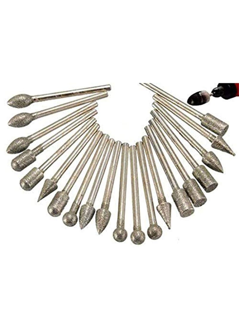 DIY Crafts Diy Crafts CTDIYHI27939 Shank Diamond Grinding Burr Drill Bits Sets for Rotary Tool Pack of 20 3 Multicolor  - Image 4