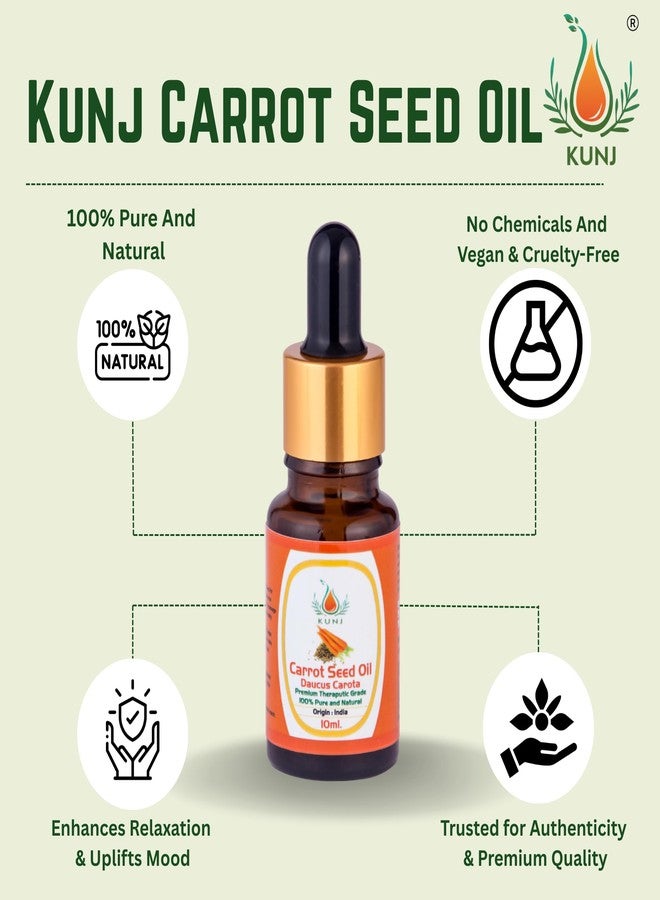 KUNJ Carrot Seed Oil (Daucus carota) 10ML - 100% Pure & Natural, Cold Pressed, Undiluted - Therapeutic Grade Oil for Skin Care, Anti-Aging, Radiant & Hydrated Skin - Image 4