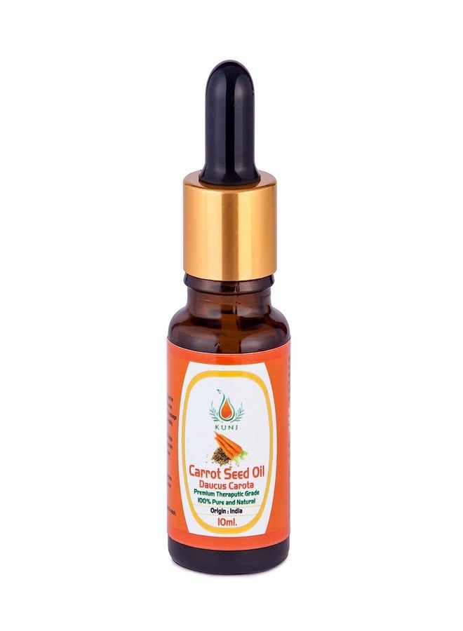 KUNJ Carrot Seed Oil (Daucus carota) 10ML - 100% Pure & Natural, Cold Pressed, Undiluted - Therapeutic Grade Oil for Skin Care, Anti-Aging, Radiant & Hydrated Skin - Image 1