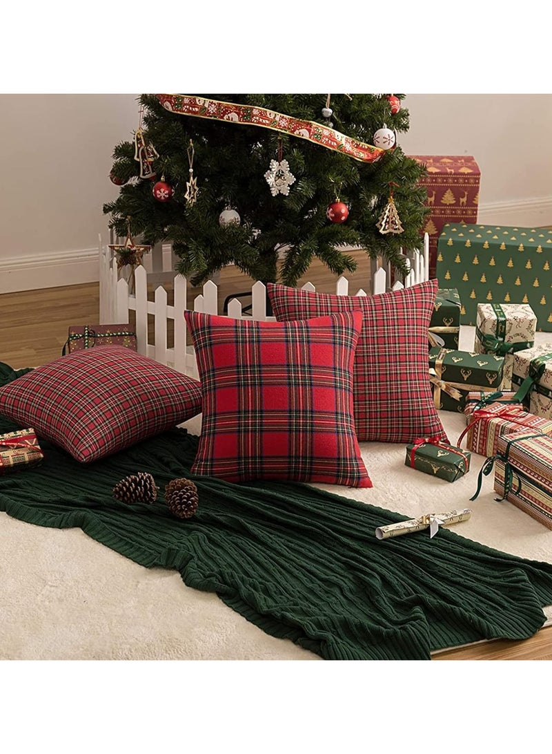 AUTOYSUR 2pcs Christmas Cushion Covers 45 x 45 cm, Checked Cushion Covers Cushion Cover Decorative Christmas Decorations Cushion for Indoor, Home, Office, Couch, Bedroom, Car - Image 2