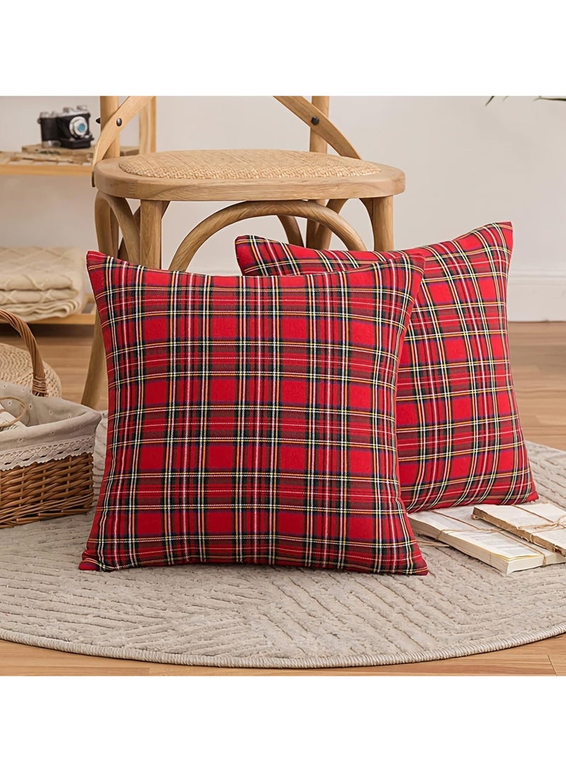 AUTOYSUR 2pcs Christmas Cushion Covers 45 x 45 cm, Checked Cushion Covers Cushion Cover Decorative Christmas Decorations Cushion for Indoor, Home, Office, Couch, Bedroom, Car - Image 3