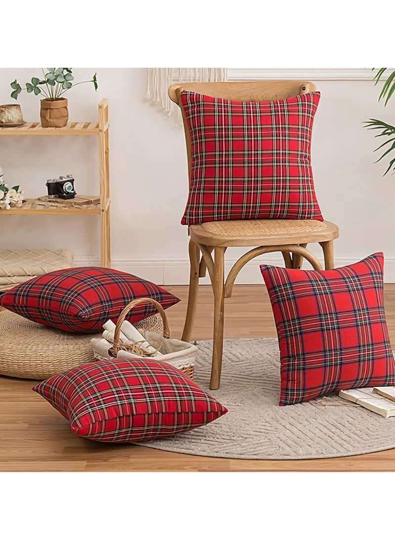 AUTOYSUR 2pcs Christmas Cushion Covers 45 x 45 cm, Checked Cushion Covers Cushion Cover Decorative Christmas Decorations Cushion for Indoor, Home, Office, Couch, Bedroom, Car - Image 4