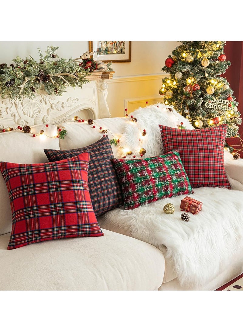 AUTOYSUR 2pcs Christmas Cushion Covers 45 x 45 cm, Checked Cushion Covers Cushion Cover Decorative Christmas Decorations Cushion for Indoor, Home, Office, Couch, Bedroom, Car - Image 5