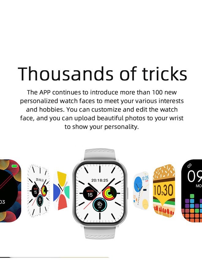 رولستيمي ساعة ذكية عادية للنساء والرجال ، شاشة 2.1 بوصة جهاز تعقب للياقة البدنية ، مراقب معدل ضربات القلب النوم آي بي 68 ساعة ذكية رياضية مقاومة للماء ، فضي - Image 2