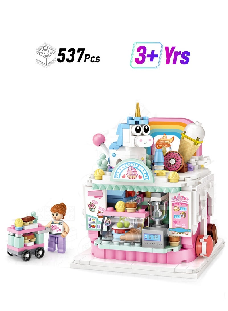 537pcs Cake Shop Model Set Building Blocks Leisure Decompression Assembly Building Assembly Toys Children Adult Home Decorations - Image 1