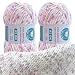FREEASYFAR 2 Pack Wool Blend Yarn 2x35oz 285yds 3 DK 20 Wool 80 Acrylic Variegated SinglePly Soft Crochet Knitting Wool Yarn for Sweaters Scarves Hats Petal Whisper - Image 2