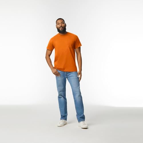 Gildan Adult Ultra Cotton T-Shirt with Pocket, Style G2300, 2-Pack, Safety Orange, X-Large - Image 3