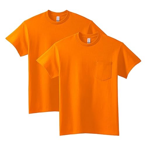 Gildan Adult Ultra Cotton T-Shirt with Pocket, Style G2300, 2-Pack, Safety Orange, X-Large - Image 1