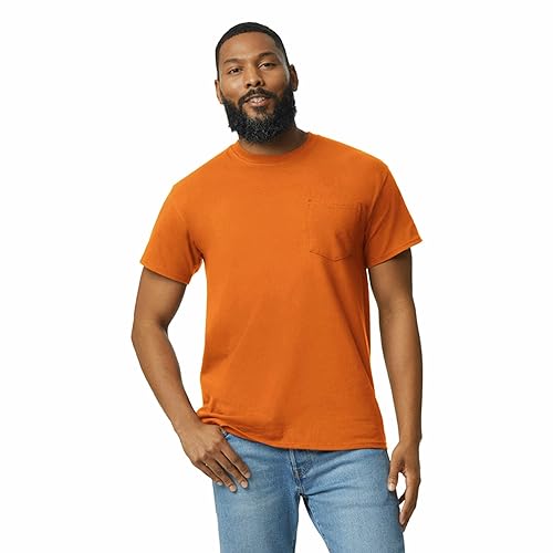 Gildan Adult Ultra Cotton T-Shirt with Pocket, Style G2300, 2-Pack, Safety Orange, X-Large - Image 2