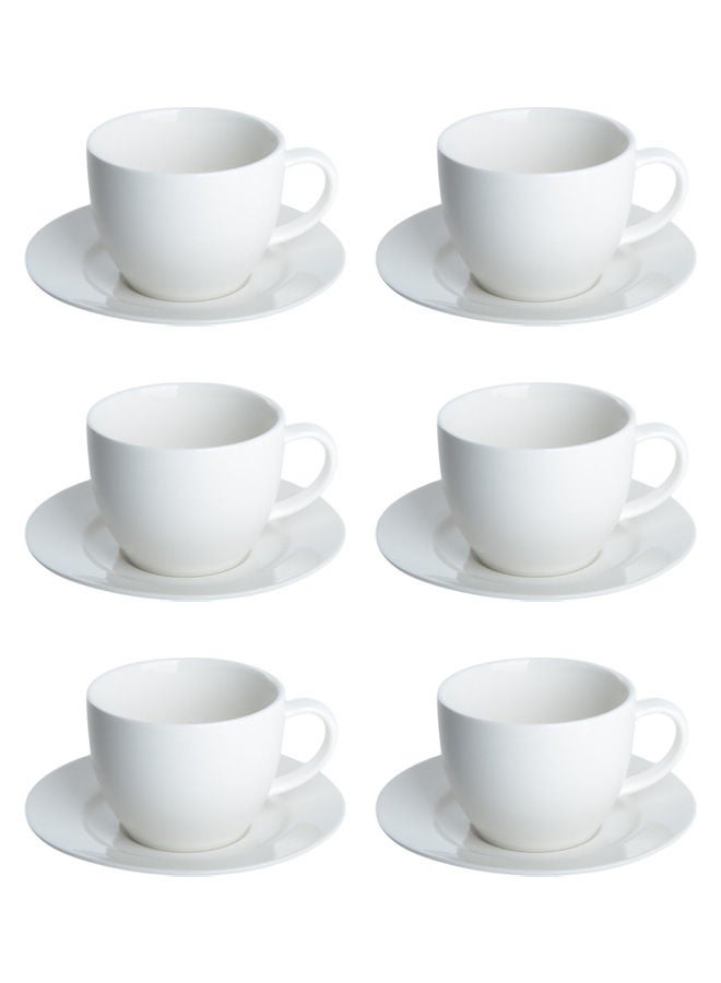 دوف طقم أكواب شاي مع صحون من البورسلان – 12 قطعة (180 مل) أبيض – يكفي لـ 6 أشخاص - Image 1