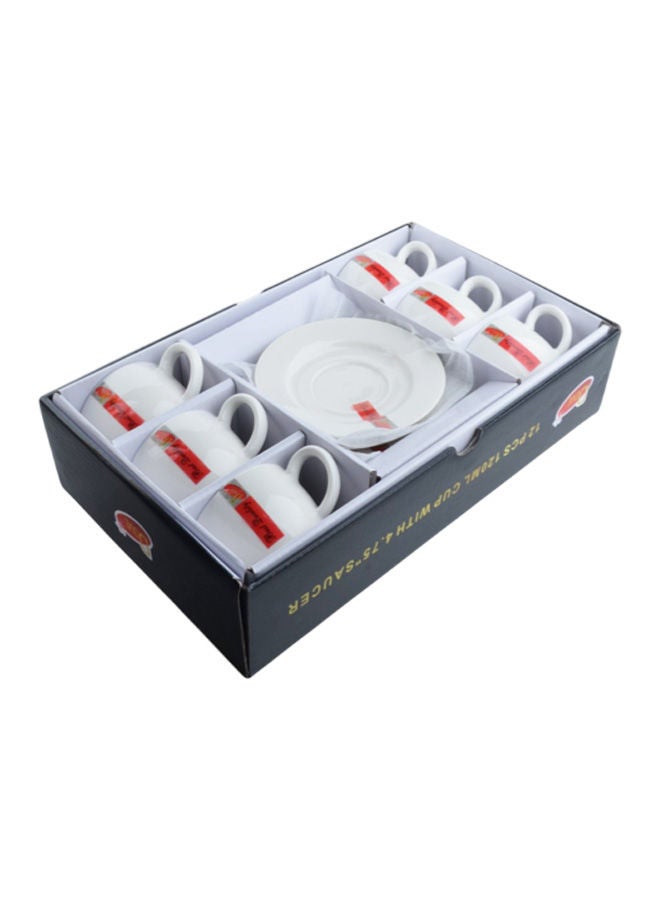 دوف طقم أكواب شاي مع صحون من البورسلان – 12 قطعة (180 مل) أبيض – يكفي لـ 6 أشخاص - Image 2