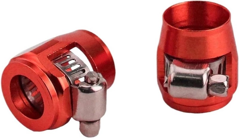 Hose Finisher Clamp 10PCS Oil Finisher Clamps AN4 AN6 AN8 AN10 AN12 Fitting Fuel Pipe Clip for Stainless Braided Hoses,Rubber Hoses End Finis(AN8 red) - Image 1