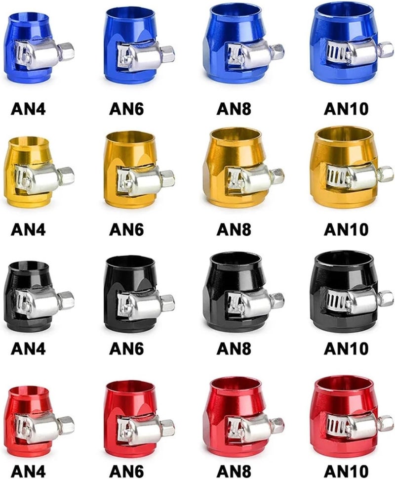 Hose Finisher Clamp 10PCS Oil Finisher Clamps AN4 AN6 AN8 AN10 AN12 Fitting Fuel Pipe Clip for Stainless Braided Hoses,Rubber Hoses End Finis(AN8 red) - Image 4