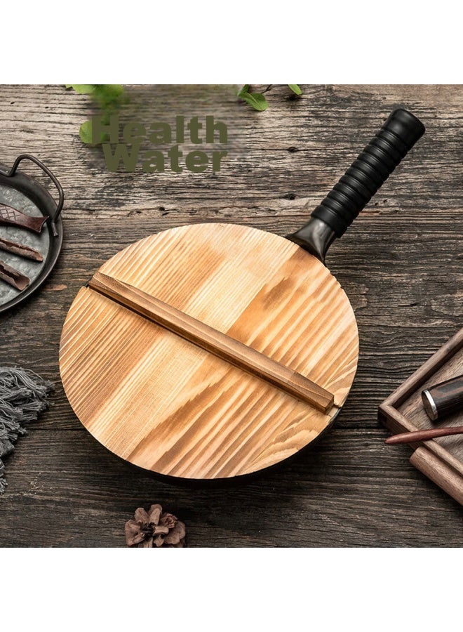 Olofe Zhangqiu Deep Flat-bottom Black Iron Wok, Non-coated, Non-stick, For Pancakes, Grilled Meat, Steak, Breakfast, Fried Eggs, 28cm - Image 5