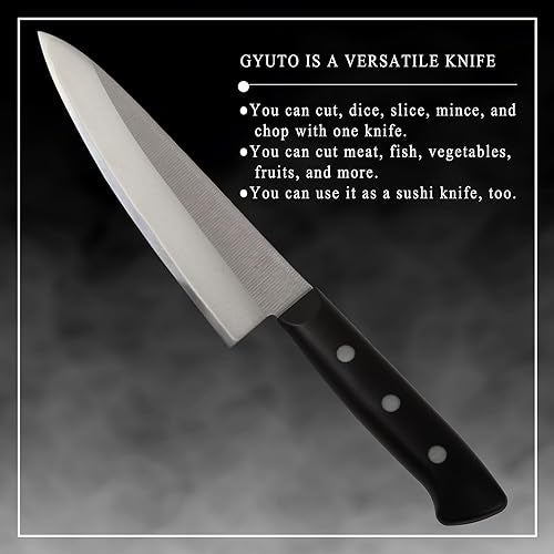 Syosaku Japanese Chef Knife Molybdenum Vanadium Stainless Steel w/o Bolster, Gyuto 7-inch (180mm) Dishwasher Safe - Image 5