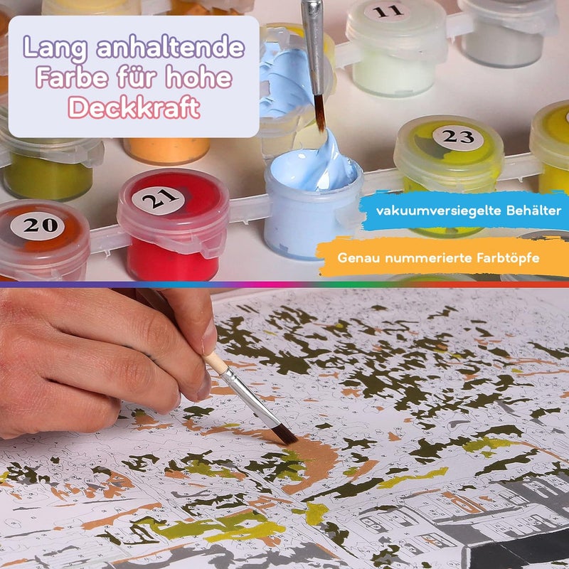 Ledgebay Paint by Numbers Kit for Adults: Beginner to Advanced Number Painting Kit - Fun DIY Arts & Crafts | Color by Numbers for Adults - Kits Include - (Mountain Paradise 16" x 20" Unframed) - Image 4