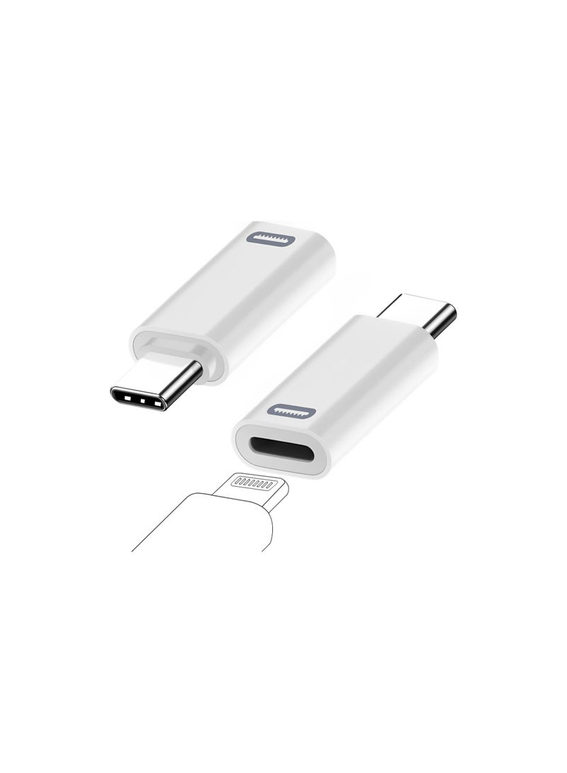 FIRST PRO 2 Pack USB-C Male to Lightning Female Adapter, USB Type C to Lightning Connector for iPhone 15/15 Plus/15 Pro/15 Pro Max,iPad Air, Support PD Fast Charging and Data Transfer (White) - Image 1