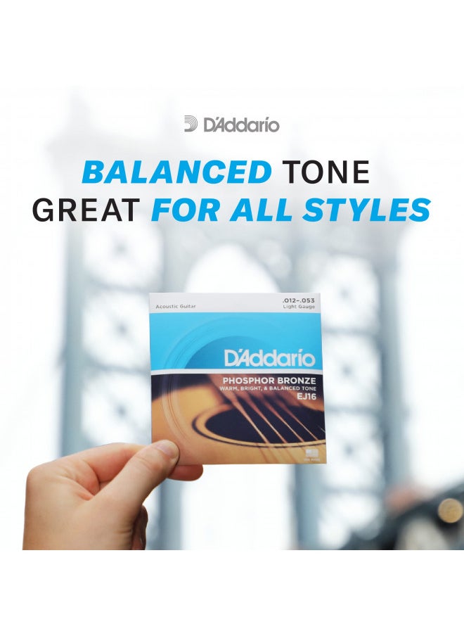 D'Addario Guitar Strings - Phosphor Bronze Acoustic Guitar Strings - EJ38H - Rich, Full Tonal Spectrum - For 6 String Guitars - 10-27 High Strung/Nashville Tuning