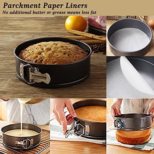 MASSUGAR Springform Cake Pan Set of 3 Non-stick Leakproof Round Cheesecake Pan with Removable Bottom, Circle 3 Pieces 4" 7" 9" Springform Pans for Baking with 50 Pcs Parchment Paper Liners - Image 5