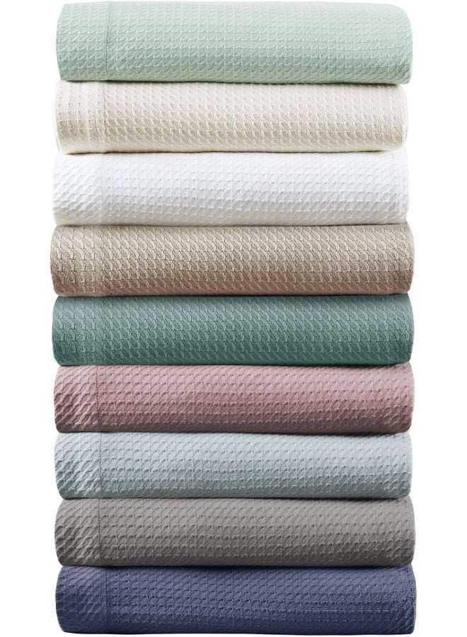 madison park Madison Park Soft Certified 100 Egyptian Cotton Breathable Cozy Blanket Premium Waffle Knit Classic Design Luxury All Season Lightweight Cover for Bed Couch and Sofa Light Blue King108x90  - Image 4