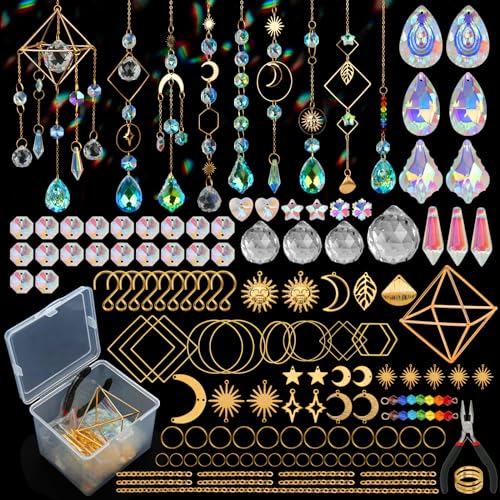 HYBEADS DIY Suncatchers, 400 pcs Sun Catchers Making Supplies Kit Art and Crafts for Adults Prism Hanging Decorative Suncatcher with Crystals Rainbow Maker for Indoor Windows Office Home Decor - Image 1