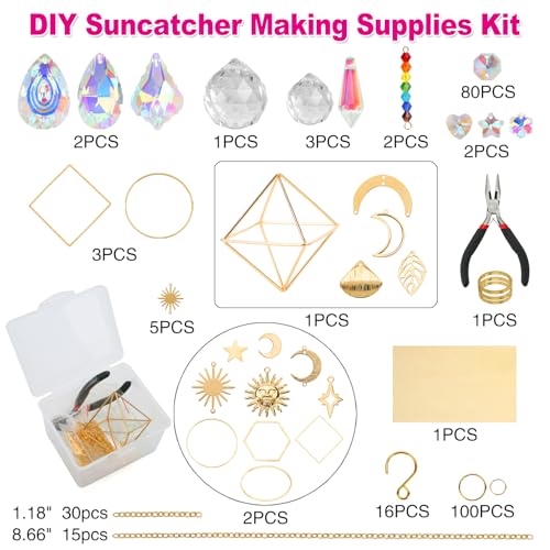 HYBEADS DIY Suncatchers, 400 pcs Sun Catchers Making Supplies Kit Art and Crafts for Adults Prism Hanging Decorative Suncatcher with Crystals Rainbow Maker for Indoor Windows Office Home Decor - Image 2